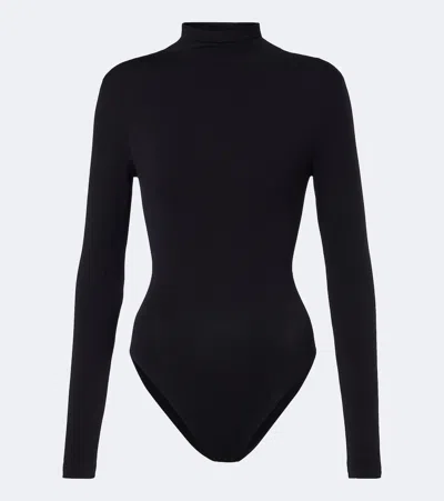 Wolford Shaping Turtleneck Jersey Bodysuit In Black