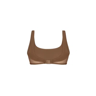Wolford Sheer & Opaque Swim Top In Brown