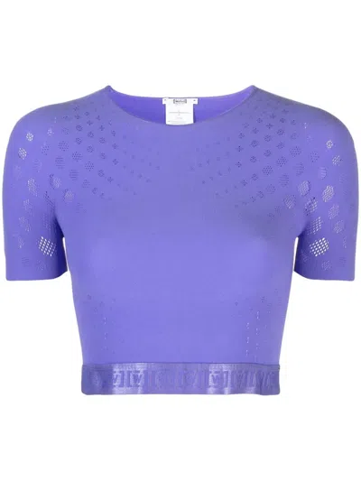 Wolford Dots Illusion Net Crop Top In Violet