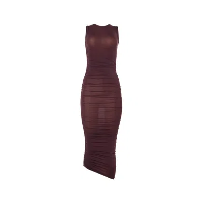 Wolford Sheer Drape Dress In Brown