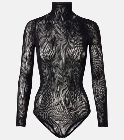 Wolford Sheer Mesh Bodysuit In Black