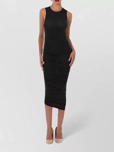 Wolford Sheer Midi Dress Ruched Bodycon Design In Black