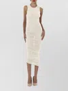 Wolford Sheer Midi Dress Ruched Fitted Silhouette In Neutral