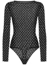 Wolford Sheer-opaque Bodysuit With Playful Polka Dot Pattern In Black