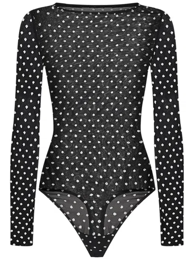 WOLFORD WOLFORD SHEER-OPAQUE BODYSUIT WITH PLAYFUL POLKA DOT PATTERN