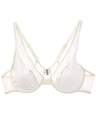 Wolford Sheer Opaque Front Close Plunge Bra In Neutral