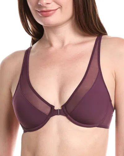 Wolford Sheer Opaque Front Close Plunge Bra In Purple
