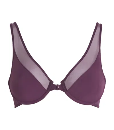 Wolford Sheer Opaque High Apex Bra In Purple
