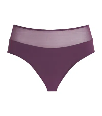 Wolford Sheer Opaque High-rise Briefs In Purple