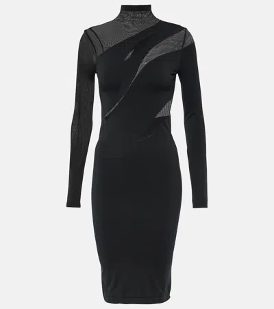 Wolford Sheer Opaque Midi Dress In Black