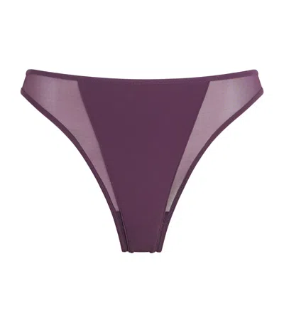Wolford Sheer Opaque Thong In Purple