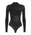 Wolford Sheer Panel Bodysuit In Black