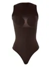 Wolford Sheer-panelled String Body In Brown