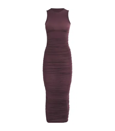 Wolford Sheer Ruched Maxi Dress In Brown