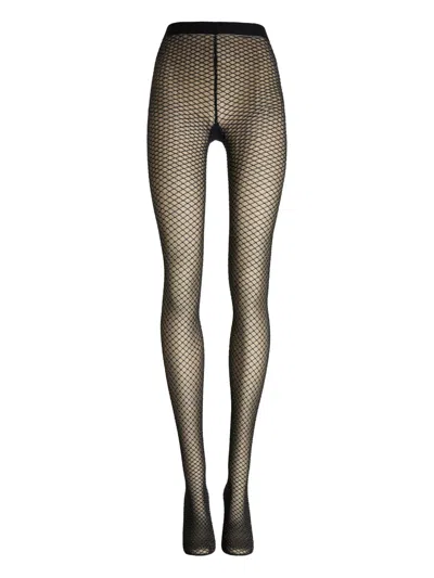 Wolford Shimmer-effect Net Tights In Transparent