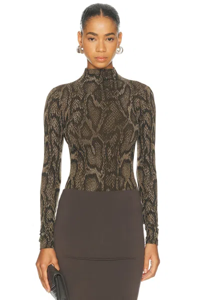 Wolford Shimmering Python String Bodysuit In Animal Print