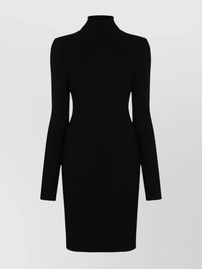 Wolford Short Ribbed Dress Knee-length Long Sleeves Turtleneck In Black