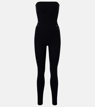 Wolford Slash Cutout Strapless Jersey Catsuit In Black