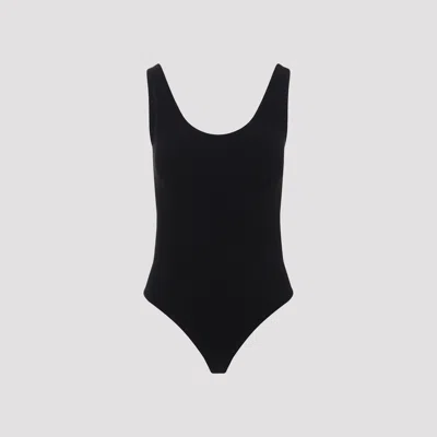 Wolford Scoop Neck Seamless String Body Suit In Black