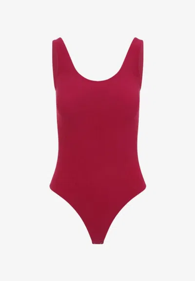 Wolford Slash String Sleeveless Bodysuit In Red