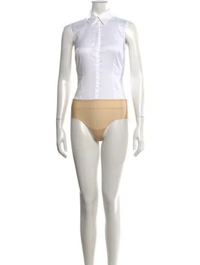 Pre-owned Wolford Sleeveless Button-up Top In White