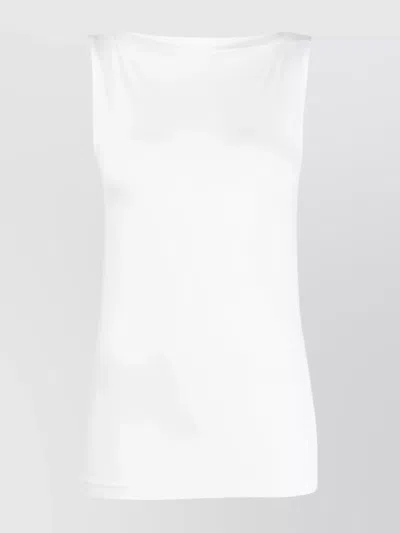 Wolford Sleeveless Jersey Top Boat Neckline In White