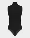 Wolford Sleeveless Mock-neck String Bodysuit In Nero