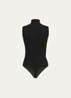 Wolford Sleeveless Mock-neck String Bodysuit In Black