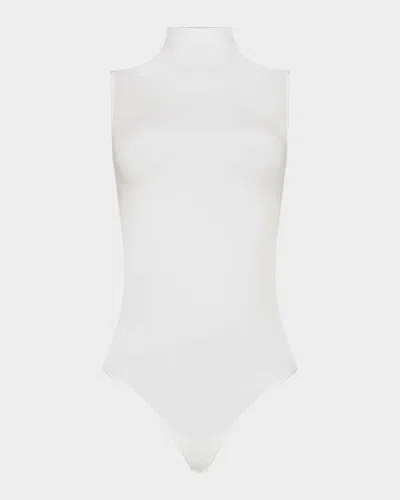 Wolford Sleeveless Mock-neck String Bodysuit In White