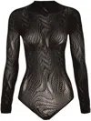 Wolford Snake Lace Bodysuit In Black