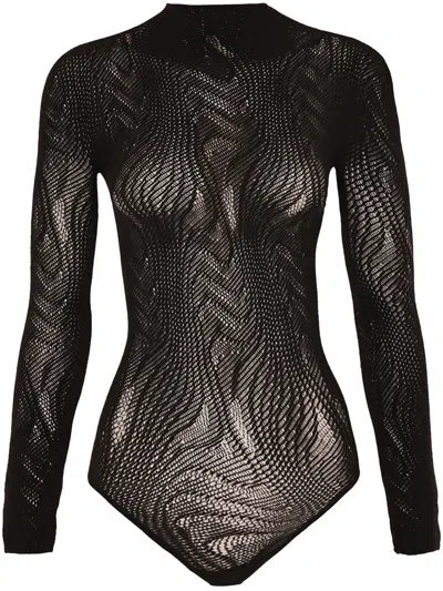 Wolford Snake Lace Bodysuit In Black