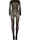 Wolford Snake Net Catsuit In Black