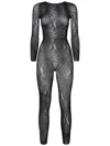 Wolford Snake Net Design Black Catsuit In Black
