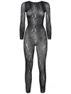Wolford Snake Net Design Black Catsuit In Black