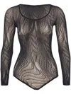 Wolford Snake Net String Bodysuit In Black