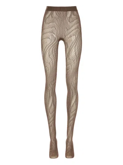 Wolford Snake Net Tights In Brown
