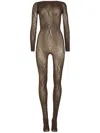 Wolford Netz-catsuit Mit Schlangenmuster In Brown