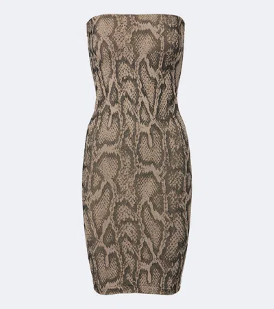 Wolford Snake-print Jacquard Minidress In Brown