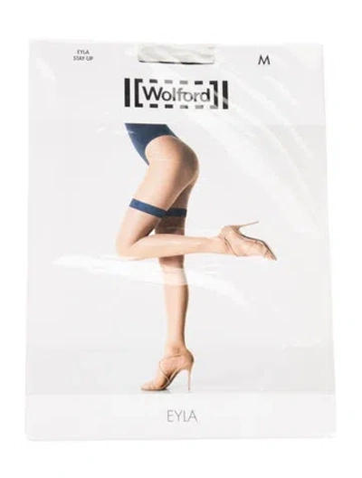 Pre-owned Wolford Stay Up Stocking W/tags In Black