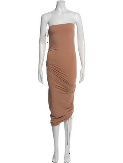 Pre-owned Wolford Strapless Knee-length Dress In Neutral