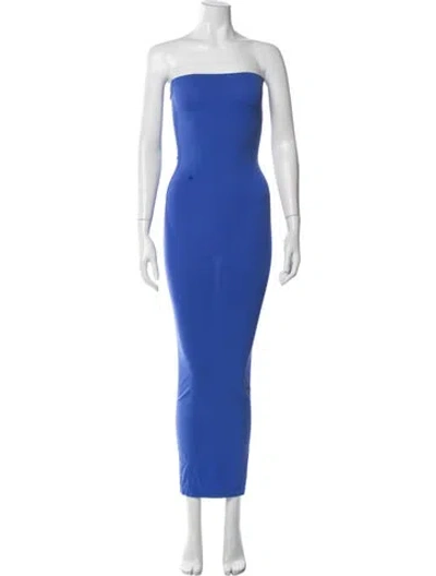 Pre-owned Wolford Strapless Long Dress In Blue