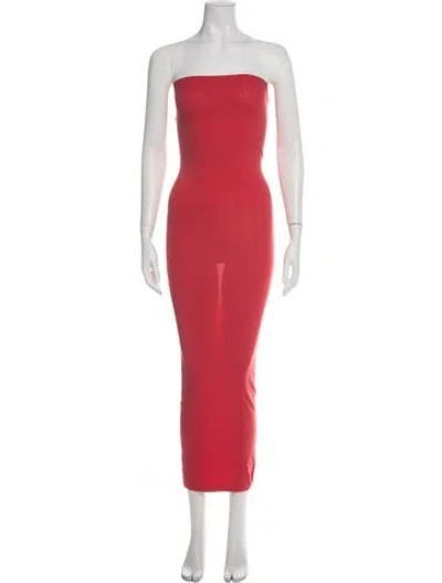 Pre-owned Wolford Strapless Long Dress In Orange