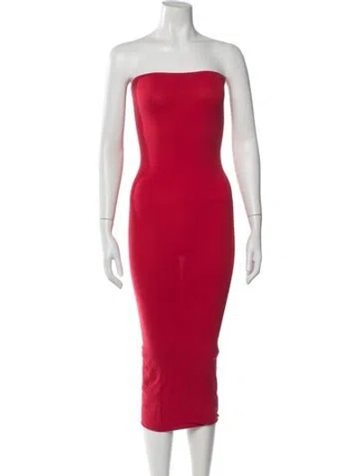 Pre-owned Wolford Strapless Midi Length Dress W/ Tags In Red