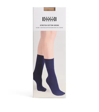 Wolford Stretch-cotton Mid-calf Socks In Beige