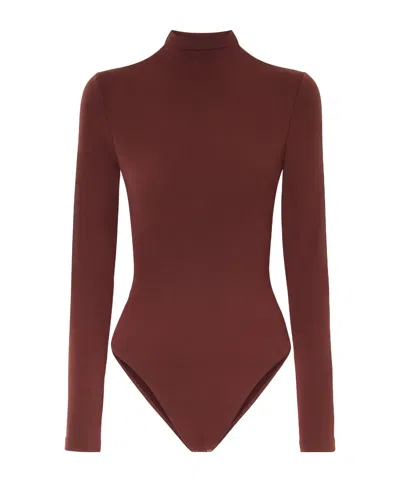 Wolford Stretch-jersey Bodysuit In Burgundy