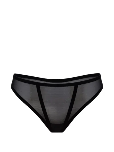 Wolford Stretch-mesh Thong In Black