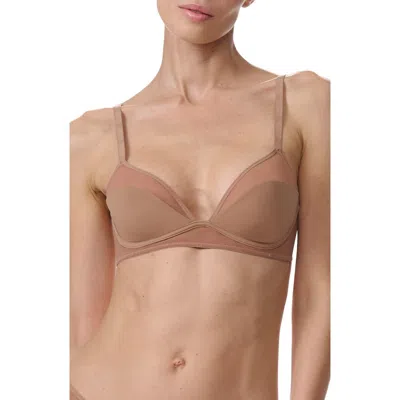 Wolford Stretchy Nylon Bralette In Macchiato