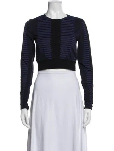 Pre-owned Wolford Striped Crew Neck Top In Blue