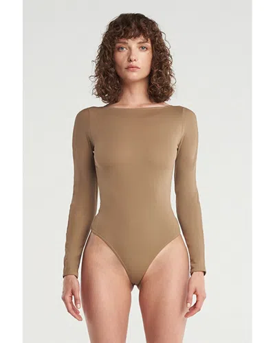 Wolford The Back Cut Out Bodysuit In Brown