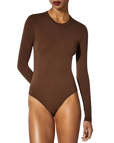 Wolford The Merino Bodysuit In Umber